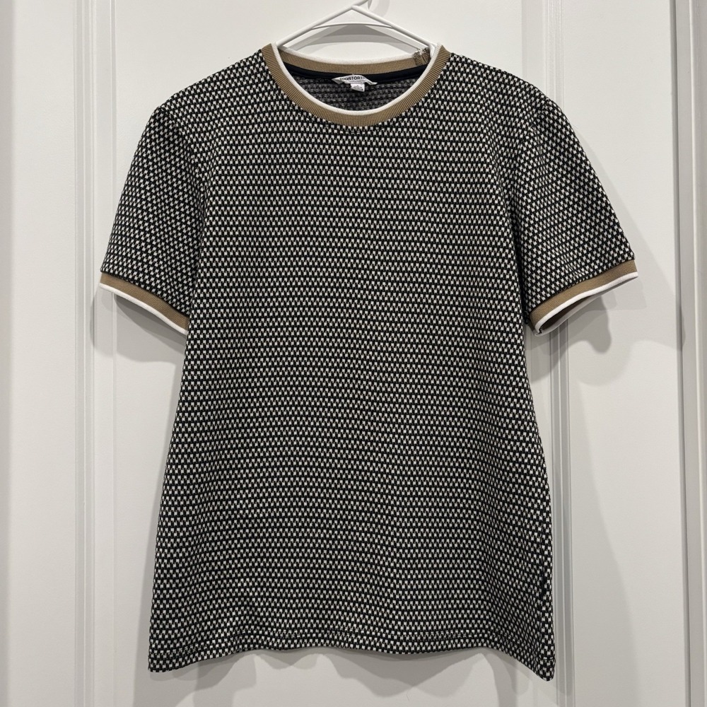 DISTORTION Men's Pull Over Short Sleeve Sweater Shirt Cotton Polyester Small